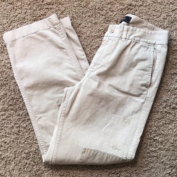 J. Crew Pants - J. Crew Distressed Khaki Cropped Chino Pants
